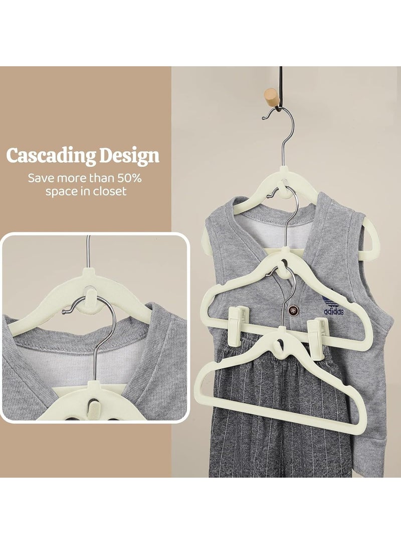 TYCOM Clothes Hangers (50 Pack) Velvet - Ultra Thin Space Saving Coats Clothes Hangers Non-Slip Suit Hangers with 360 Degree Swivel Hook Hold Up-to 5KG for Jackets, Pants, Dress- 50p Baige  - Image 3