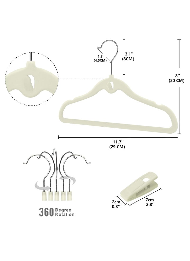 TYCOM Clothes Hangers (50 Pack) Velvet - Ultra Thin Space Saving Coats Clothes Hangers Non-Slip Suit Hangers with 360 Degree Swivel Hook Hold Up-to 5KG for Jackets, Pants, Dress- 50p Baige  - Image 2