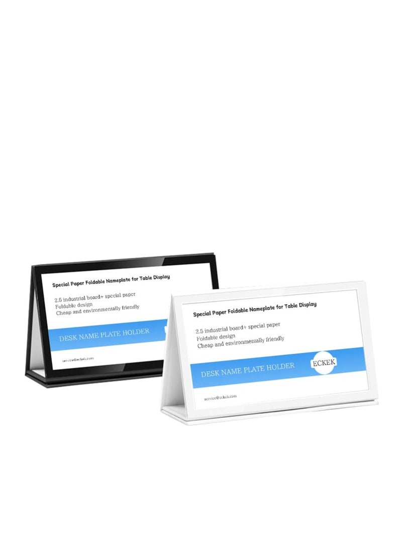 Eckek Eckek  2 Pack Desk Name Plate Holder, Special Paper Sign Holder for Table Display, Foldable Nameplate  - Image 1