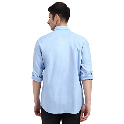 Arrow Solid Slim Fit Mens Casual Shirts - 100% Cotton, Breathable & Comfortable, Full Sleeves Shirts for Men - 40, Light Blue - Image 3