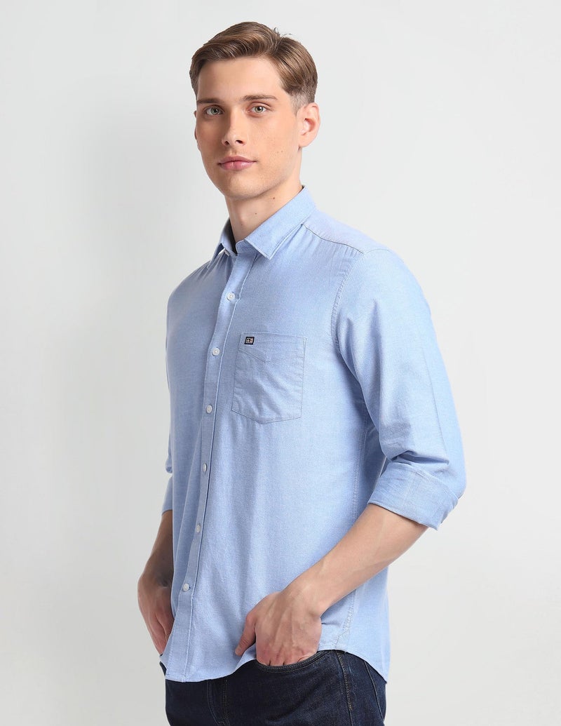 Arrow Solid Slim Fit Mens Casual Shirts - 100% Cotton, Breathable & Comfortable, Full Sleeves Shirts for Men - 40, Light Blue - Image 5