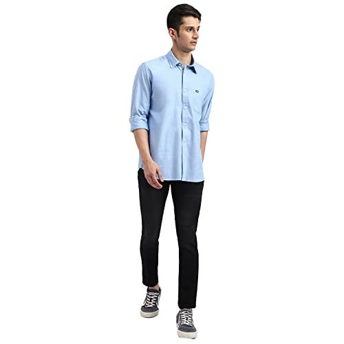 Arrow Solid Slim Fit Mens Casual Shirts - 100% Cotton, Breathable & Comfortable, Full Sleeves Shirts for Men - 40, Light Blue - Image 4