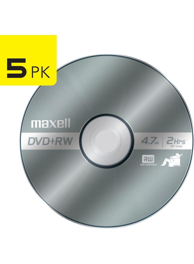 Maxell Maxell 634045 DVD-RW Blank Disc - Rewritable 4.7 Gb with Slim Jewel Case, 120min & Max Up to 4x, Superior Archival Life Digital Storage Playback & Up to 1000 Rewrite - 5 Pack - Image 2