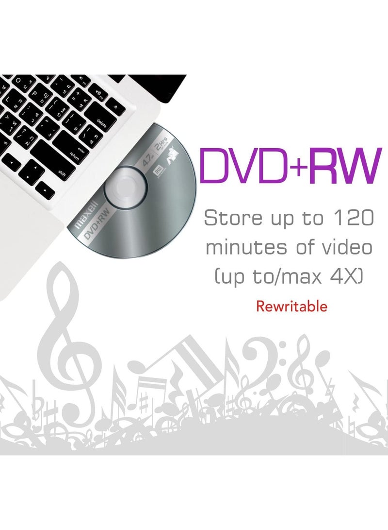 Maxell Maxell 634045 DVD-RW Blank Disc - Rewritable 4.7 Gb with Slim Jewel Case, 120min & Max Up to 4x, Superior Archival Life Digital Storage Playback & Up to 1000 Rewrite - 5 Pack - Image 4