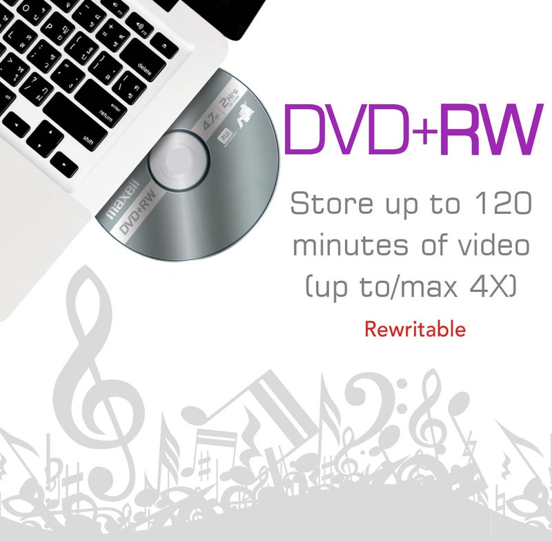 Maxell قرص ماكسيل 634045 DVD-RW فارغ - قابل لإعادة الكتابة 4.7 جيجابايت مع علبة جواهر رفيعة، 120 دقيقة وسرعة تصل إلى 4x، عمر أرشيفي متفوق لتخزين البيانات الرقمية وتشغيلها وإعادة الكتابة حتى 1000 مرة - 5 عبوات - Image 3