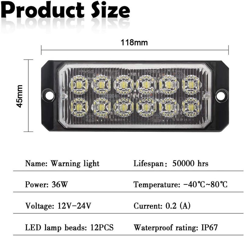 Sidaqi 12 LED Emergency Strobe Light Bar - Image 2