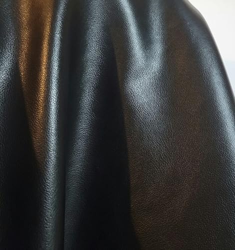 NAT Leathers | Black Faux Leather Upholstery Fabric by the Yard Soft 0.8 mm PU Pleather (Peta Approved Vegan) Nappa Smooth (Black 1 Yard (36"x54") - Image 3