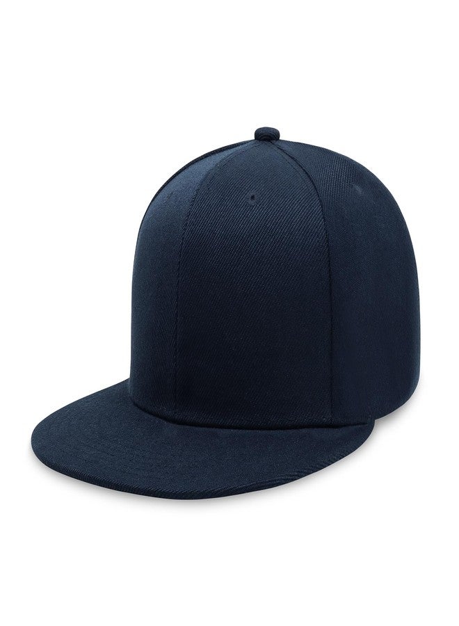 CHOK.LIDS Flat Bill Visor Classic Snapback Hat Blank Adjustable Brim High Top End Trendy Color Style Plain Tone Baseball Cap (Navy.) - Image 1