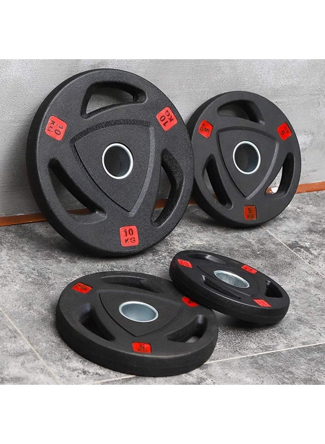 Olympic Weight Plates Pair Rubber Coated Tri-Grip Handles | Solid Cast Iron Barbell Discs 2-Inch Hole | Gym Equipment for Home Workout, Strength Training, Muscle Building, Squats, Bench Press & Deadlifts - Image 4