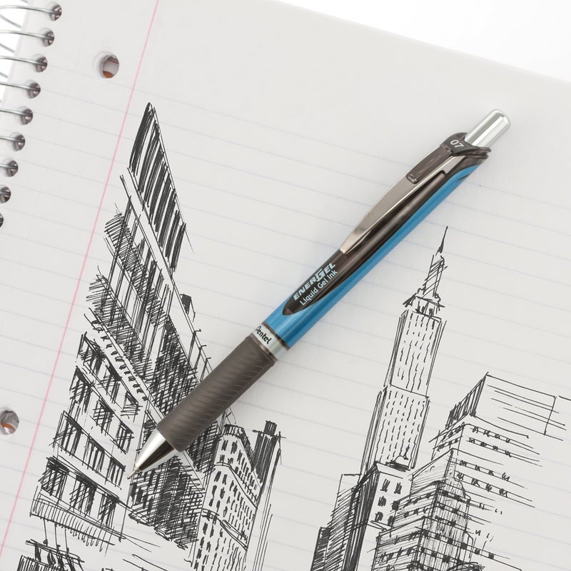 Pentel EnerGel RTX Retractable Gel Ink Pen, Medium Point, Needle Tip, Black Ink, Box of 12 (BLN77-A) - Image 2