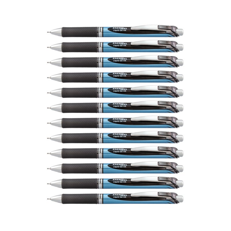 Pentel EnerGel RTX Retractable Gel Ink Pen, Medium Point, Needle Tip, Black Ink, Box of 12 (BLN77-A) - Image 1