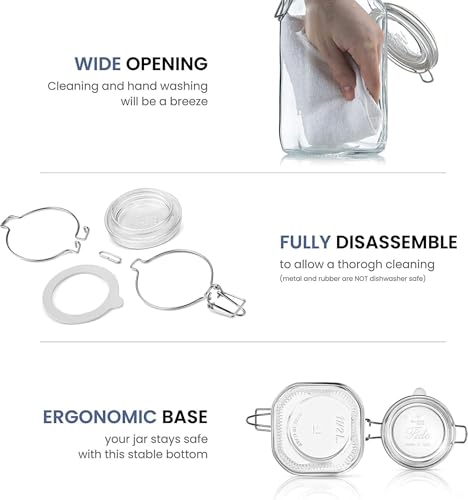 Bormioli Rocco - 11381000725 Fido Clear Glass Jar with 85 mm Gasket, 1.5 Liter KC74556 - Image 3