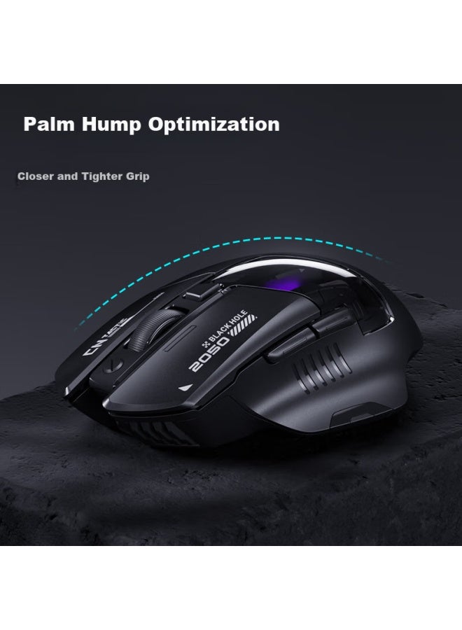 inphic ماوس الألعاب اللاسلكي Inphic A9 Explorer Edition V2، ماوس ثلاثي الوضعيات مع ماكرو للألعاب الإلكترونية، ماوس بلوتوث سلكي، مناسب لليد اليمنى، Csgo Pubg Lol، سطح المكتب، اللابتوب، عالمي، RGB 12000dpi أبيض - Image 5