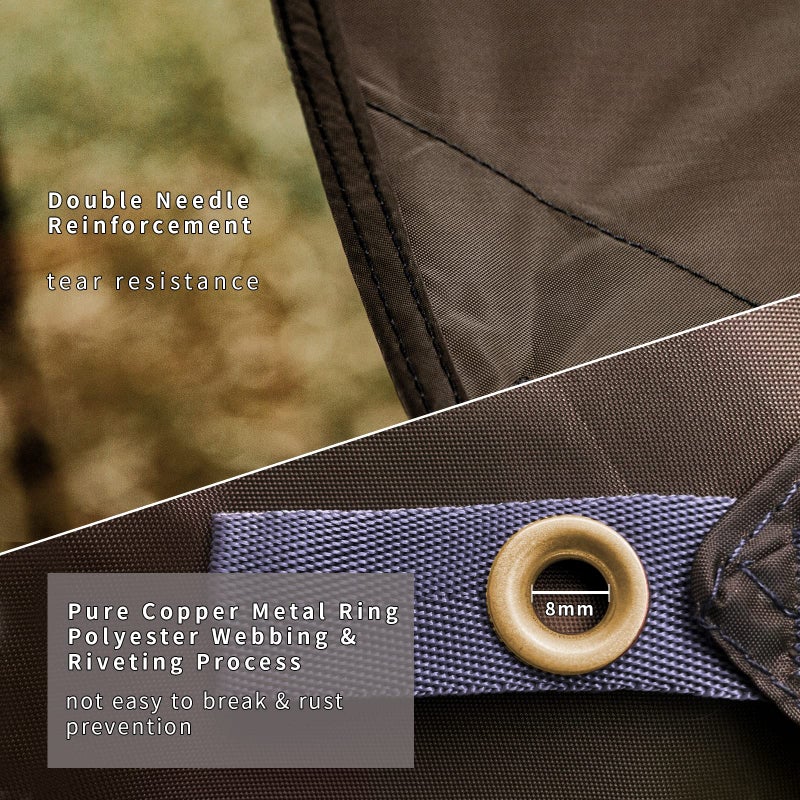Unigear Hexagon Hammock Rain Fly,15x14FT/12x10FT Multifunctional Waterproof Camping Tarp,Lightweight and Compact Tent Tarp for Backpacking, Hiking, Traveling (Brown, 15 x 14 ft) - Image 4