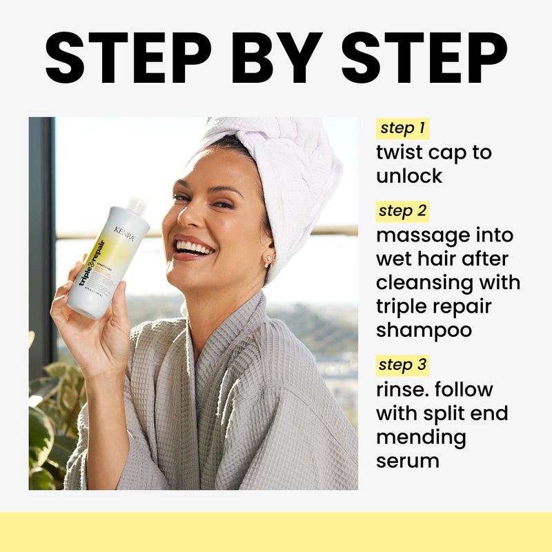 Kenra Professional Triple Repair Conditioner | Targets & Repairs Weak or Broken Bonds | Split Ends | Damaged Hair | Bond Builder | Sulfate-Free | 33.8 fl. oz. - Image 4