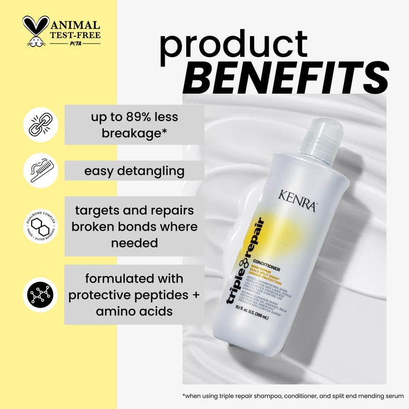 Kenra Professional Triple Repair Conditioner | Targets & Repairs Weak or Broken Bonds | Split Ends | Damaged Hair | Bond Builder | Sulfate-Free | 33.8 fl. oz. - Image 2