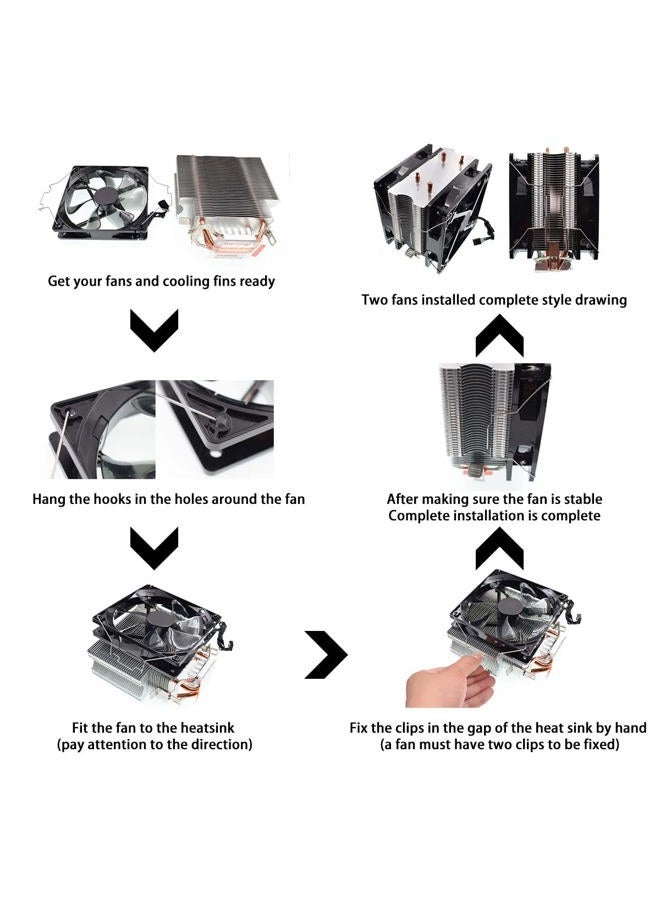 DGHAOP 4pcs Computer Mainboard CPU Radiator Fan Fixing Clip Computer Cooling Accessories, 12CM Wire Buckle Upper Hook Type - Image 4