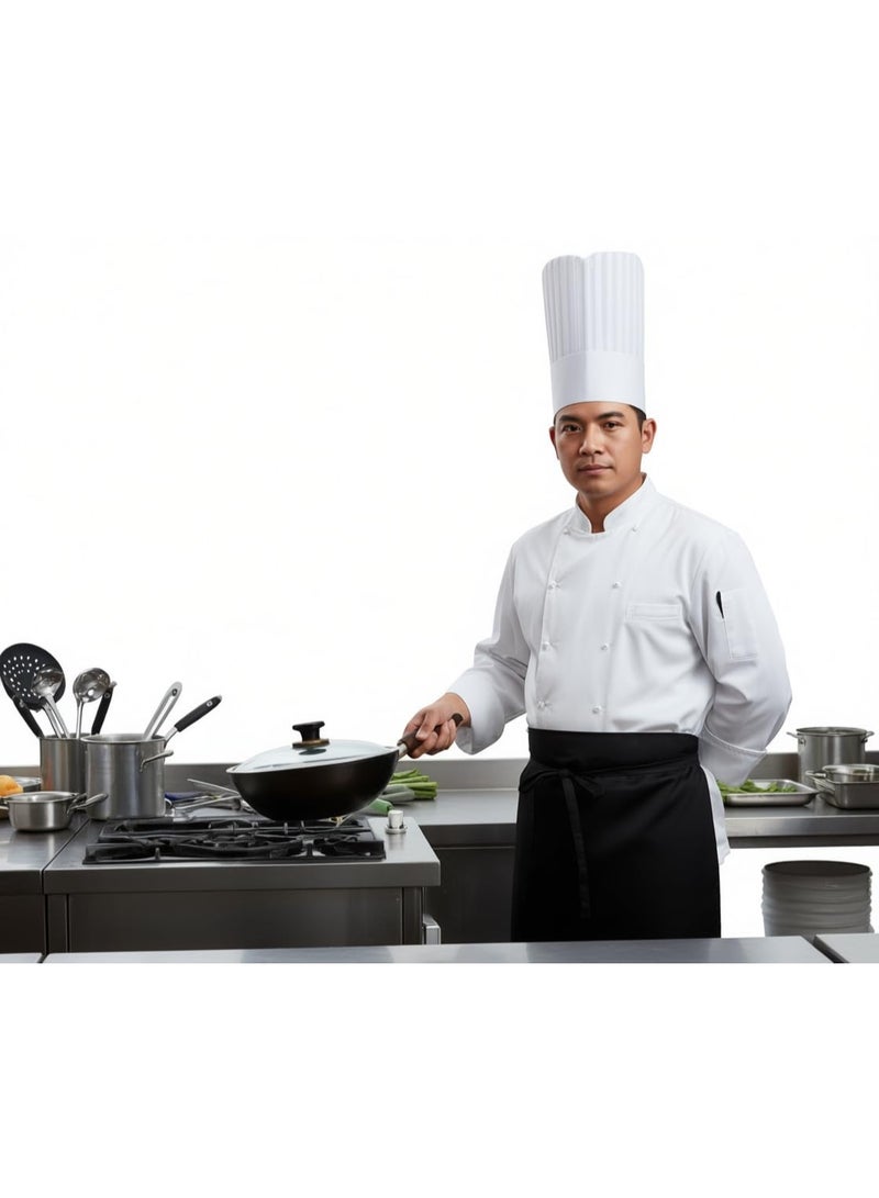 مقلاة ووك حديدية صينية غير لاصقة مقاس 28 سم، مقلاة ووك حديدية منزلية الصنع مع غطاء زجاجي، مقلاة ووك حديدية يابانية تقليدية، مقلاة ووك حديدية زهر، مقلاة ووك غير مطلية مقاس 11 بوصة - Image 4