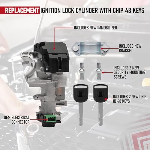 AA Ignition Ignition Switch Lock Cylinder Assembly Replacement by AA Ignition with Chip ID48 Keys - Compatible with 2003-2005 Honda Accord, 2005 CR-V & 2005-2008 Odyssey - Replaces 35100-SDA-A71, 06350-SAA-G30 - Image 4