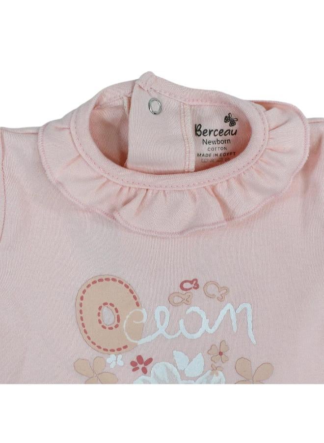 Berceau Baby Girls Cotton Romper – Ocean Flower Design - Image 3