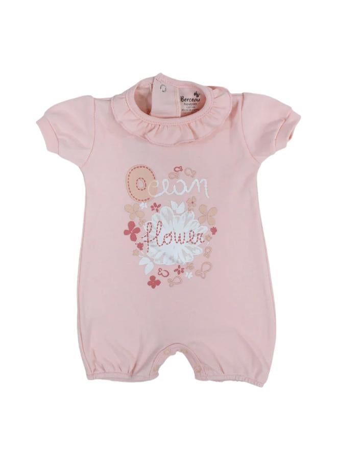 Berceau Baby Girls Cotton Romper – Ocean Flower Design - Image 1