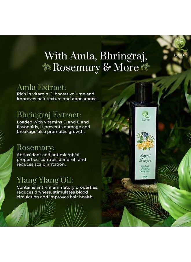 QAADU Natural Hair Shampoo With Bhringraj Rosemary And Ylang Ylang Sulphate And Paraben Free Herbal Shampoo Ideal For Thin Damageprone And Dry Hair 200Ml  - Image 4