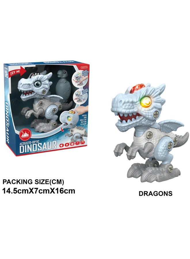 Children DIY Disassembly Dinosaur Model Toy Simulation Tyrannosaurus Rex Stegosaurus Combined Assembly With Sound And Light-Color:DIY Disassembly And Assembly Triceratops (142g): With Sound And Light (168 Boxes Minimum Order)-Specifications:14.5*7*16cm - Image 4