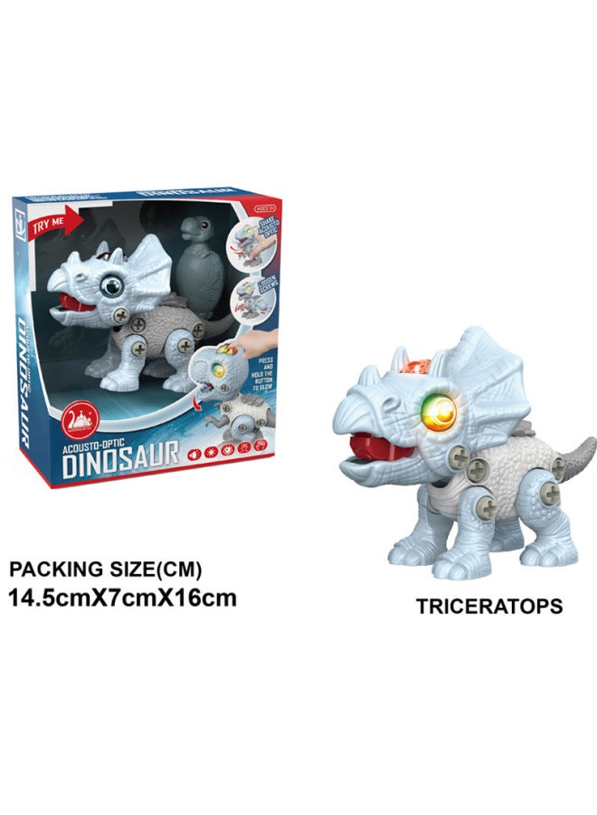 Children DIY Disassembly Dinosaur Model Toy Simulation Tyrannosaurus Rex Stegosaurus Combined Assembly With Sound And Light-Color:DIY Disassembly And Assembly Triceratops (142g): With Sound And Light (168 Boxes Minimum Order)-Specifications:14.5*7*16cm - Image 1