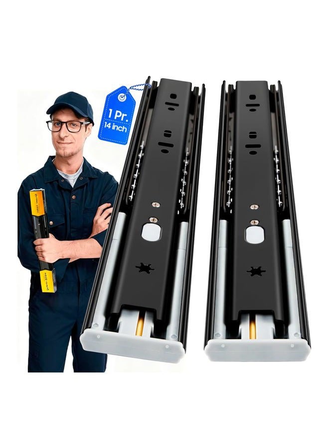 YENUO Soft Close Drawer Slides Full Extension Side Mount 12 14 16 18 20 22 24 inch Ball Bearing Metal Rails Track Guide Glides Runners Heavy Duty 100 Pound (Soft Close- 1 Pr, 14 Inch) - Image 1