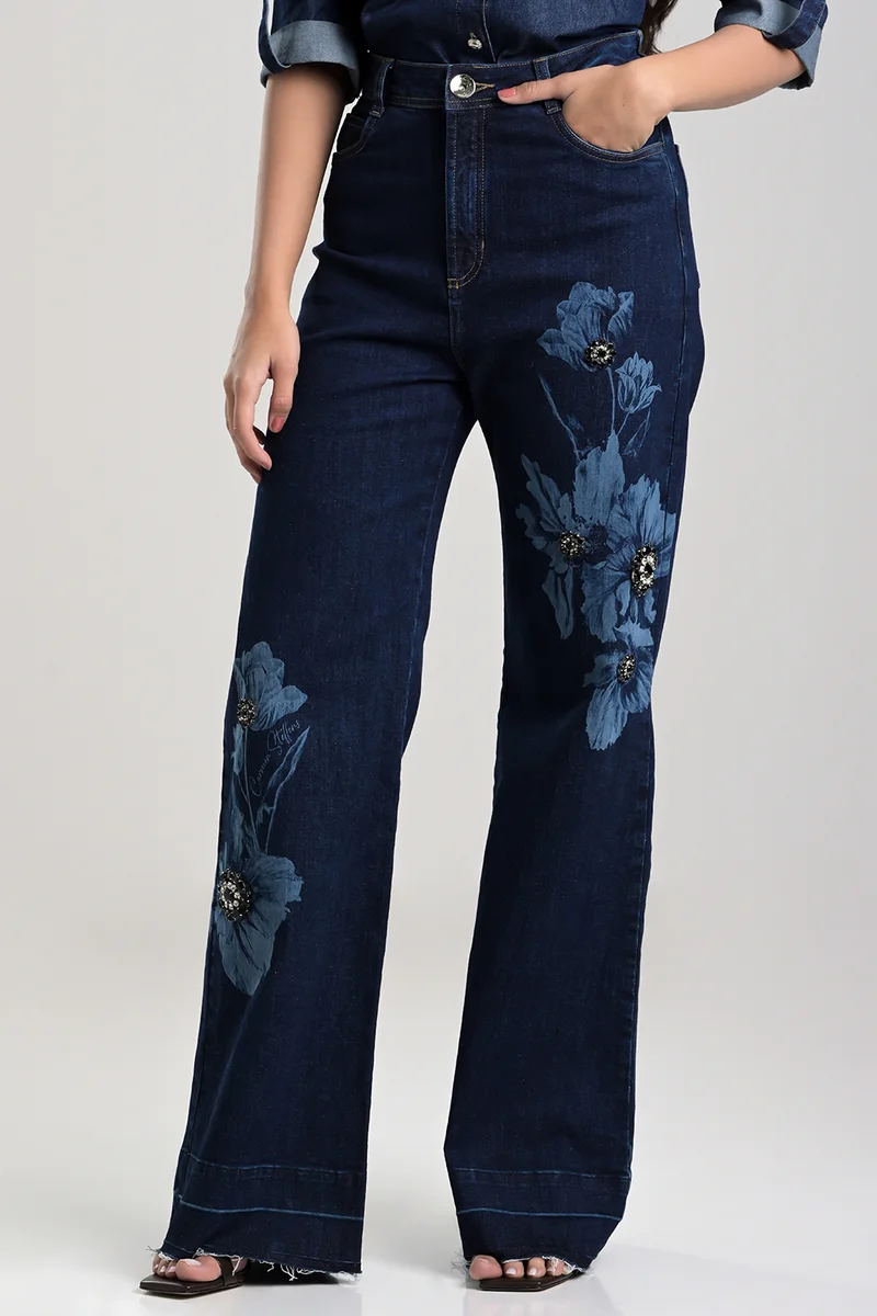 Wide Flower Jeans