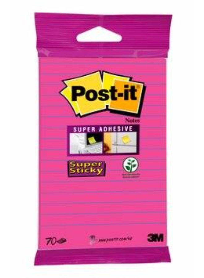 3M Post-it® Super Sticky Notes 6870SLF, 1 pad of 70 sheets, ultra pink, 102 x 152 mm, lined, hookable, PEFC certified