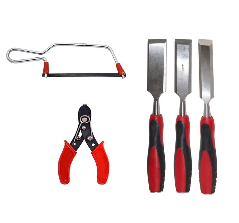 Digital Craft Digital Craft Hand Tools Kit For Home Use Chisel Kit for Woodworking Carving Size 25mm 32mm 38mmHacksawWire Stripper  - Image 1