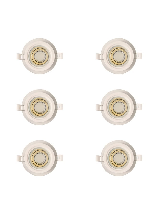 الروضة للإضاءة 6 قطع كشافات داخل الجبس، فتحة 7 سم، جسم زجاجي 6 وات، إضاءة ثلاثية الأوضاع أبيض - دافئ - بارد قطع 10x10x4 سم