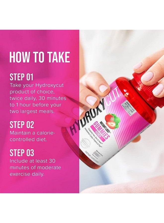 Hydroxycut Gummies +Women, Strawberry - 99% Caffeine Free - Supports Hair, Skin & Nails - Metabolize Carbs, Proteins & Fats - Image 2