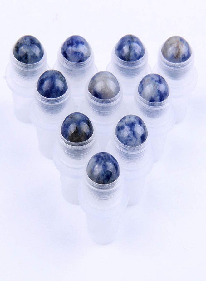 Furnido 10 Pack Natural Crystal Stones Roller Balls for Essential Oils,Use of Standard 5ml 10ml Replacement Rollers Balls,Essential Oil Roller Bottles Polished Gemstone with Plastic Insert,Sodalite - Image 1