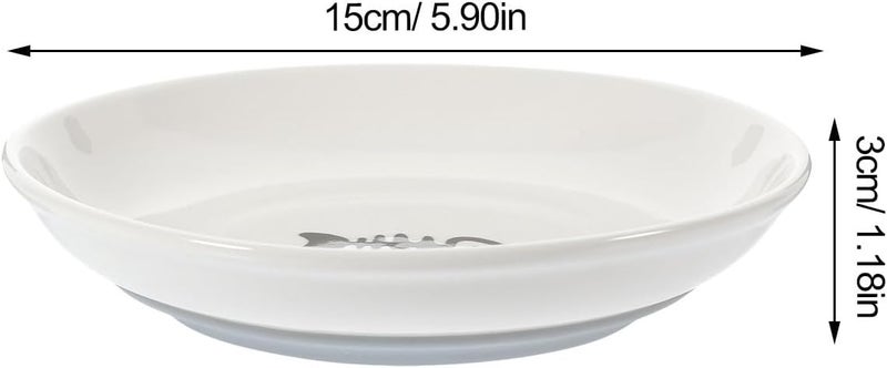 Ceramic Cat Food Bowls 3pcs Set with Non-Slip Gray Silicone Base Shallow Wide Small Pet Food and Water Dishes for Indoor Cats and Kittens - Image 2
