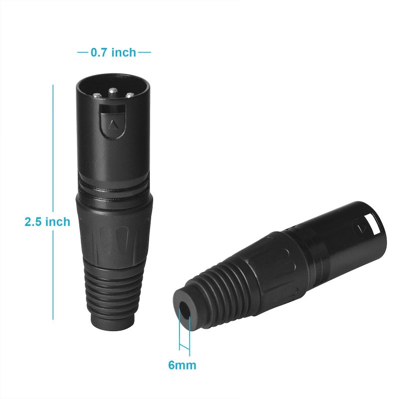 eoere 20 Pack XLR 3 Pin Male MIC Snake Audio Adapter Plug Audio Microphone DMX Cable Connector - Image 2