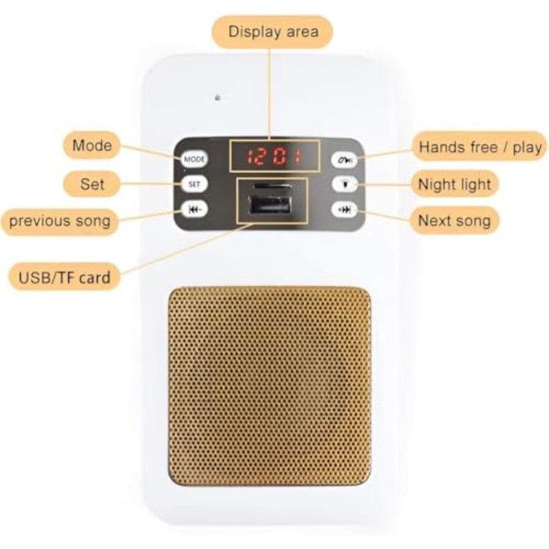 Smart Wall Plug Quran Speaker With Remote Control, Wall-Mounted Holy Quran Speaker with Translation LED light, Radio, Usb and SD Card Support Azan Speaker for Home, School - Image 4