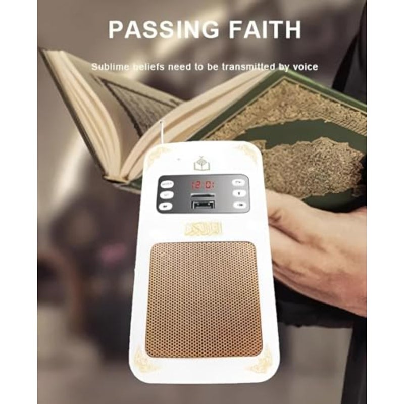 Smart Wall Plug Quran Speaker With Remote Control, Wall-Mounted Holy Quran Speaker with Translation LED light, Radio, Usb and SD Card Support Azan Speaker for Home, School - Image 5