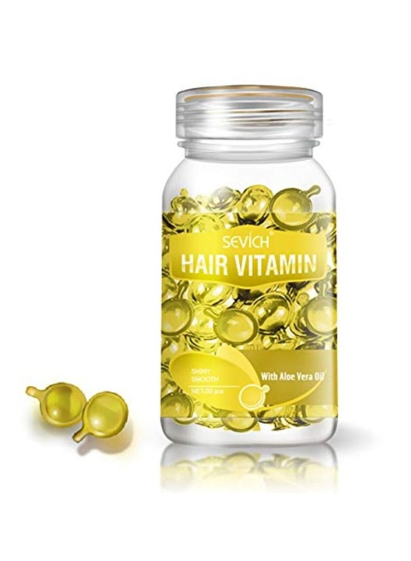Sevich 30 Pieces Aloe Vera Oil Hair Vitamin Capsules Keratin Anti Hair Loss Hair Care Capsules Complex Oil Repair Damaged Hair Scalp Treatment Hair Growth Repair Serum for Women & Men  - Image 1