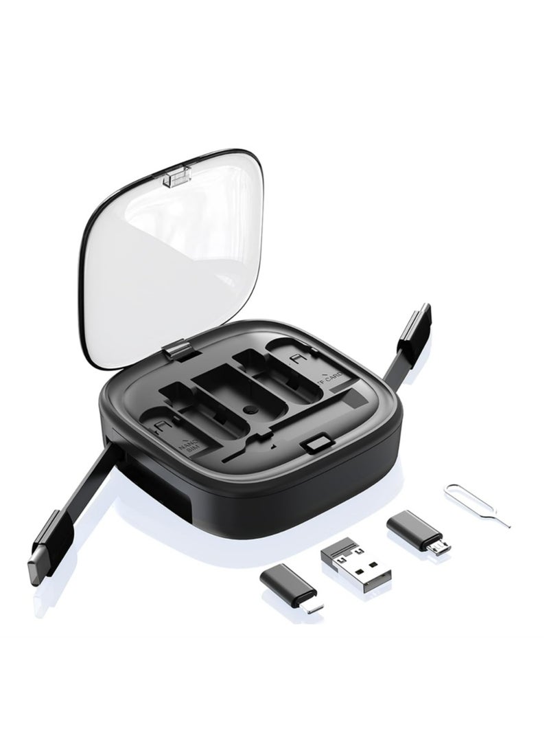 3in1 Multi Charging Cable, Retractable Multiple Charger Cable 3ft, USB C to USB Adapter OTG Kit with Type C/Micro/iOS, Data Transfer Contains Card Slot for Traveling, Use as Phone Holder  - Image 1
