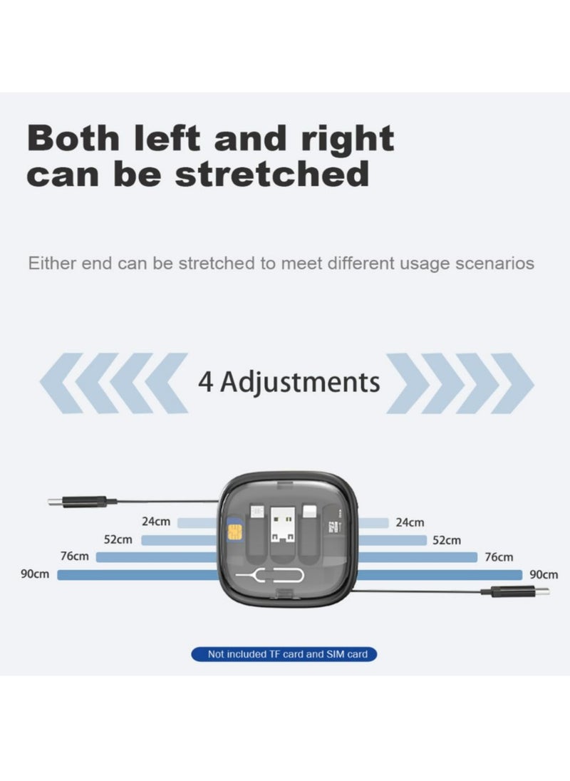 3in1 Multi Charging Cable, Retractable Multiple Charger Cable 3ft, USB C to USB Adapter OTG Kit with Type C/Micro/iOS, Data Transfer Contains Card Slot for Traveling, Use as Phone Holder  - Image 4
