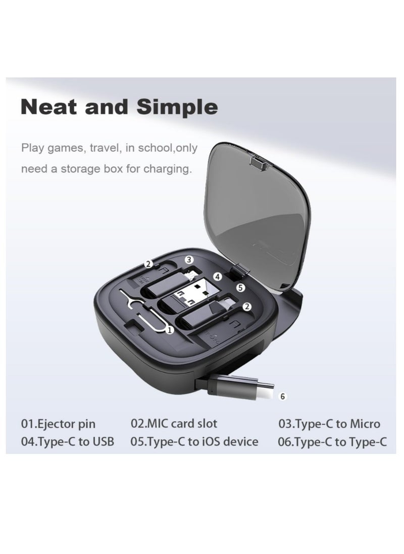 3in1 Multi Charging Cable, Retractable Multiple Charger Cable 3ft, USB C to USB Adapter OTG Kit with Type C/Micro/iOS, Data Transfer Contains Card Slot for Traveling, Use as Phone Holder  - Image 3