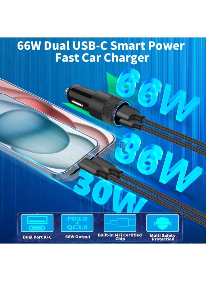 general iPhone Car Charger,USB C Fast Car Charger[Apple MFi Certified] Apple Car Charging 38W Dual Port Car Charger Lighter Adapter 2x3ft PD&QC 3.0 Lightning Cable for iPhone 14/13/12 Pro/11 - Image 4