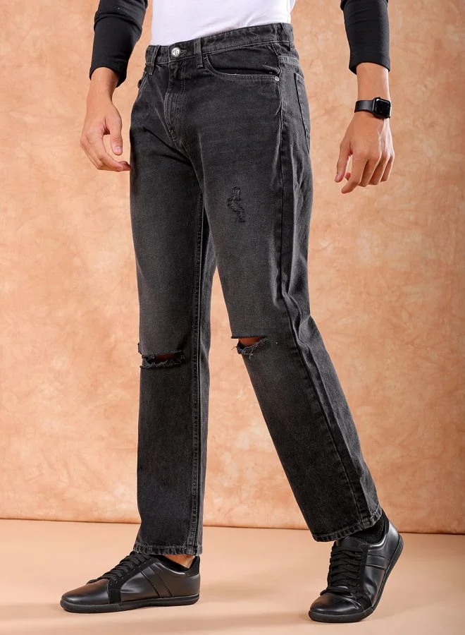 شركة المرآب الهندية Men Vintage Straight Fit Solid Mid-Rise Jeans