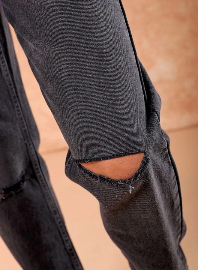 شركة المرآب الهندية Men Vintage Straight Fit Solid Mid-Rise Jeans