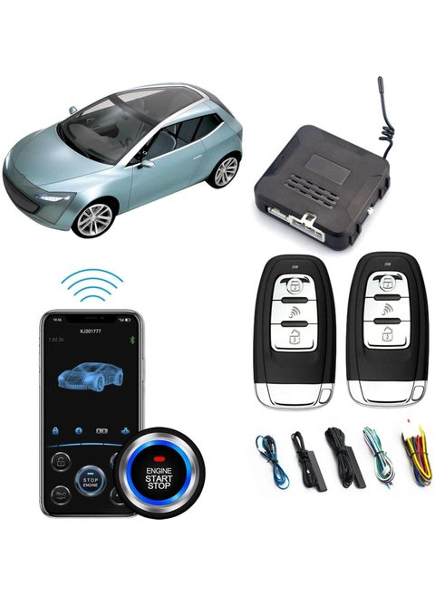 Keyless Entry, Passive Keyless Entry Car Push Start Engine Start Stop Auto Ignition Button Keyless Entry System Engine Start Module Remote Engine Control Start Stop Shock Sensor DC12V