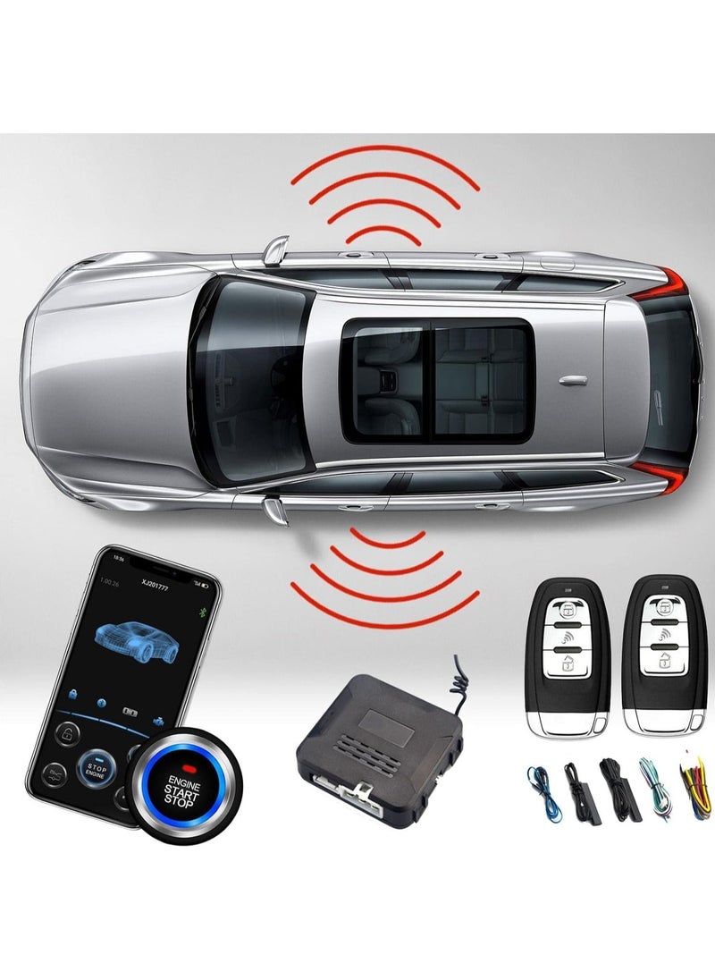 Keyless Entry, Passive Keyless Entry Car Push Start Engine Start Stop Auto Ignition Button Keyless Entry System Engine Start Module Remote Engine Control Start Stop Shock Sensor DC12V