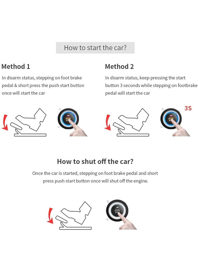 Keyless Entry, Passive Keyless Entry Car Push Start Engine Start Stop Auto Ignition Button Keyless Entry System Engine Start Module Remote Engine Control Start Stop Shock Sensor DC12V