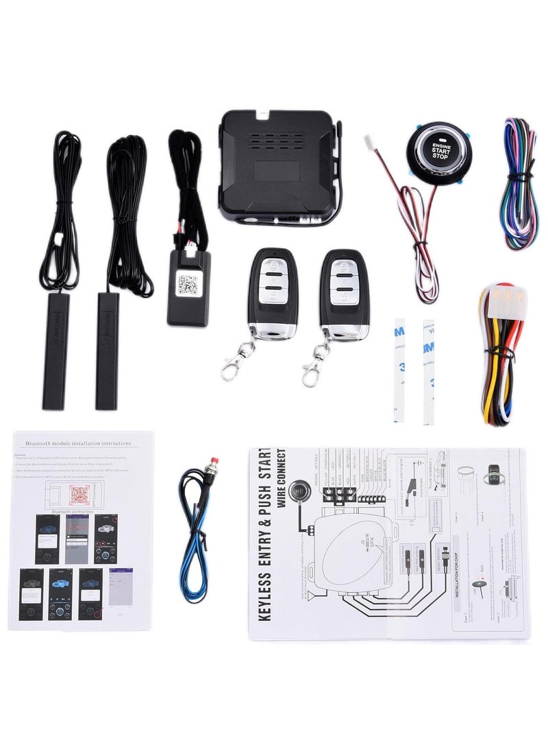 Keyless Entry, Passive Keyless Entry Car Push Start Engine Start Stop Auto Ignition Button Keyless Entry System Engine Start Module Remote Engine Control Start Stop Shock Sensor DC12V